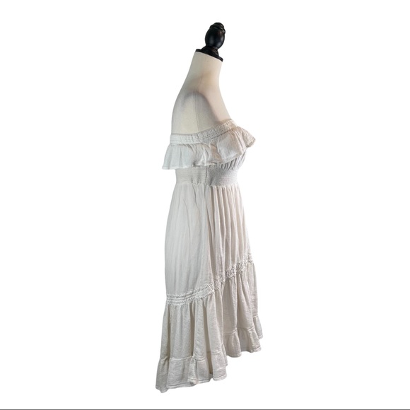Anthropologie HD in Paris Strapless Dress Ivory Ruffle Tiered, Size XS - Picture 3 of 12